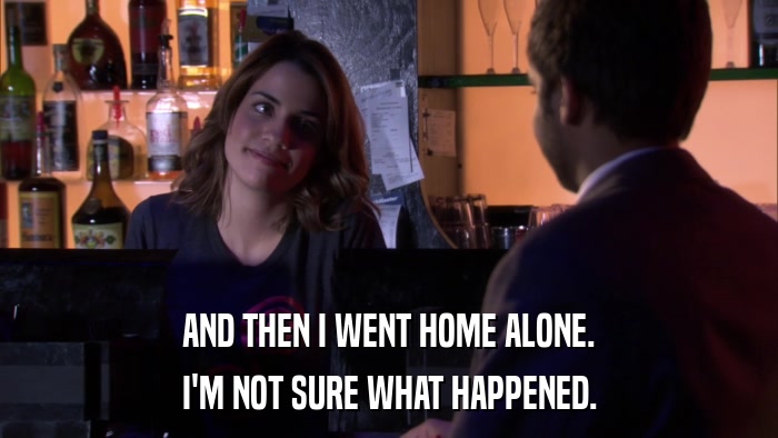 AND THEN I WENT HOME ALONE. I'M NOT SURE WHAT HAPPENED. 
