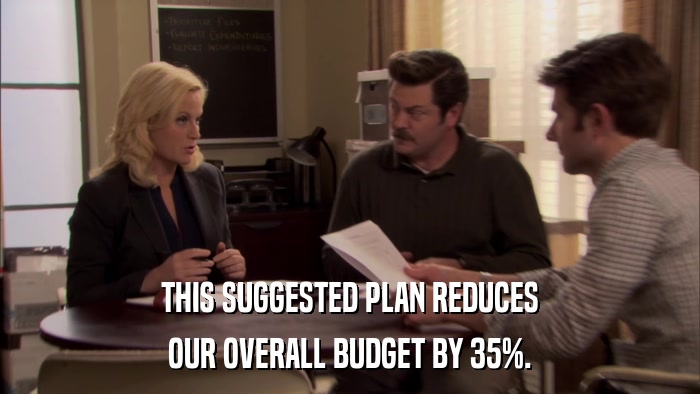 THIS SUGGESTED PLAN REDUCES OUR OVERALL BUDGET BY 35%. 