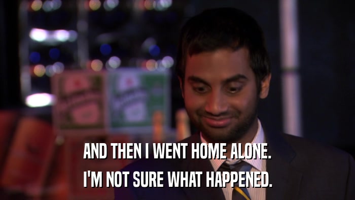 AND THEN I WENT HOME ALONE. I'M NOT SURE WHAT HAPPENED. 