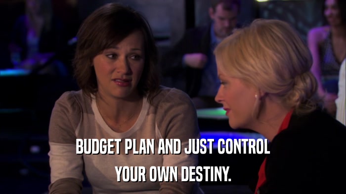 BUDGET PLAN AND JUST CONTROL YOUR OWN DESTINY. 