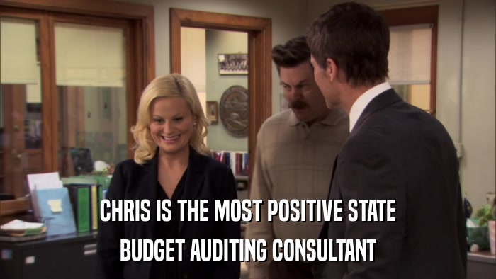 CHRIS IS THE MOST POSITIVE STATE BUDGET AUDITING CONSULTANT 
