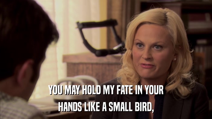 YOU MAY HOLD MY FATE IN YOUR HANDS LIKE A SMALL BIRD, 