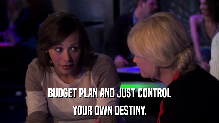 BUDGET PLAN AND JUST CONTROL YOUR OWN DESTINY. 