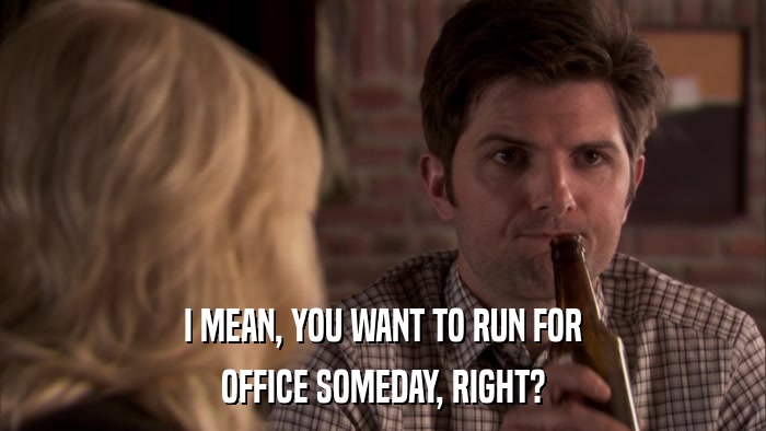 I MEAN, YOU WANT TO RUN FOR OFFICE SOMEDAY, RIGHT? 