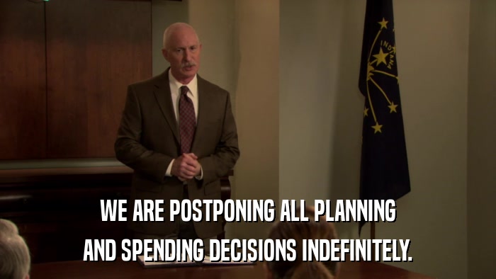WE ARE POSTPONING ALL PLANNING AND SPENDING DECISIONS INDEFINITELY. 