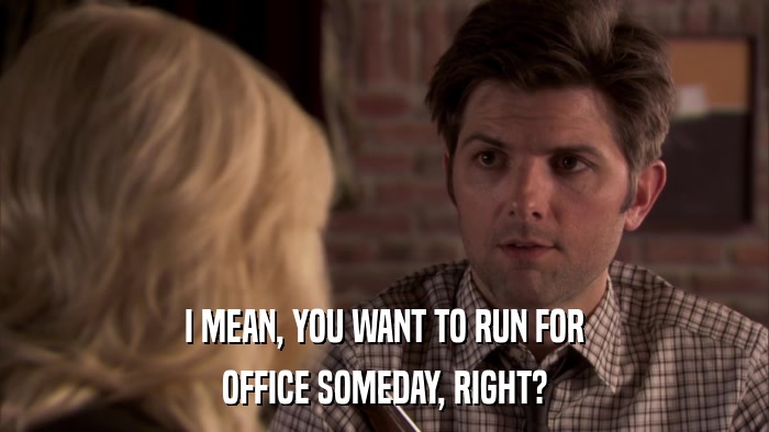 I MEAN, YOU WANT TO RUN FOR OFFICE SOMEDAY, RIGHT? 
