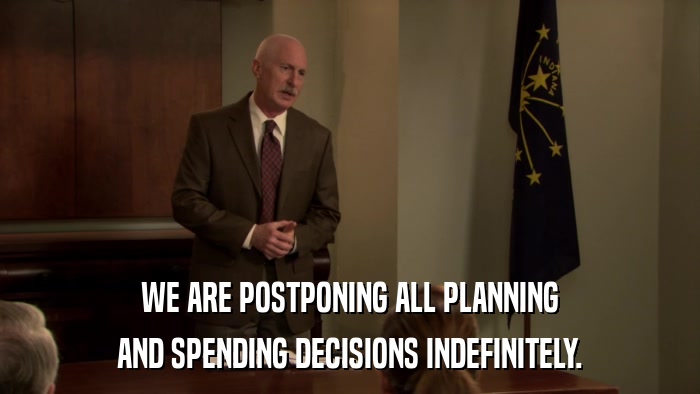WE ARE POSTPONING ALL PLANNING AND SPENDING DECISIONS INDEFINITELY. 