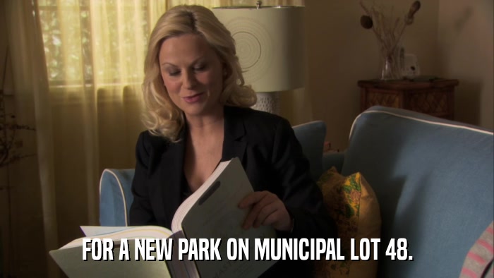 FOR A NEW PARK ON MUNICIPAL LOT 48.  