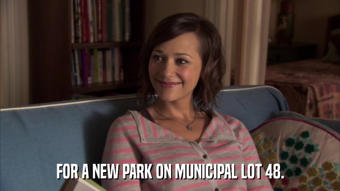 FOR A NEW PARK ON MUNICIPAL LOT 48.  