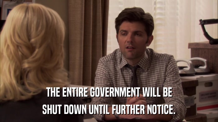 THE ENTIRE GOVERNMENT WILL BE SHUT DOWN UNTIL FURTHER NOTICE. 