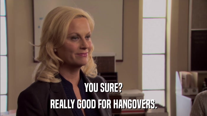 YOU SURE? REALLY GOOD FOR HANGOVERS. 