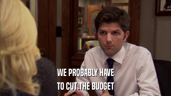 WE PROBABLY HAVE TO CUT THE BUDGET 