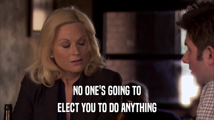NO ONE'S GOING TO ELECT YOU TO DO ANYTHING 