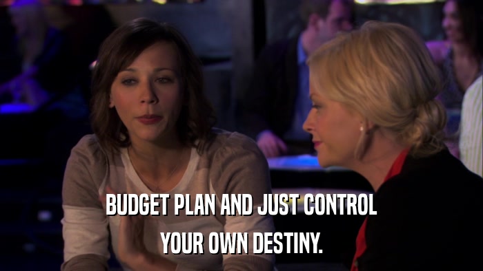 BUDGET PLAN AND JUST CONTROL YOUR OWN DESTINY. 