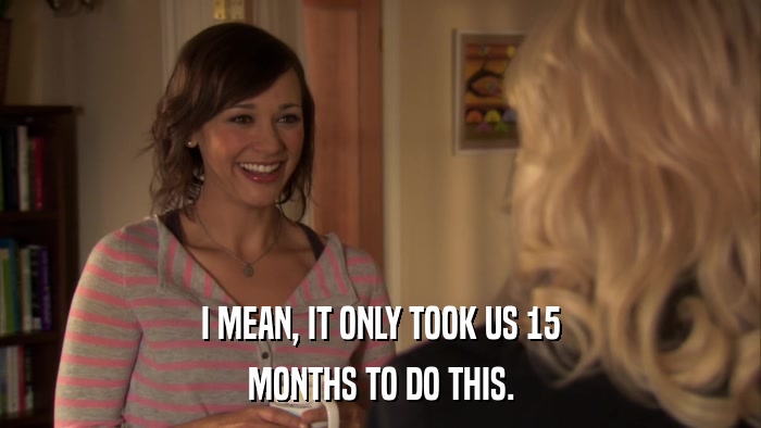 I MEAN, IT ONLY TOOK US 15 MONTHS TO DO THIS. 