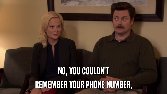 NO, YOU COULDN'T REMEMBER YOUR PHONE NUMBER, 