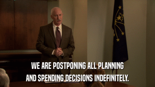 WE ARE POSTPONING ALL PLANNING AND SPENDING DECISIONS INDEFINITELY. 
