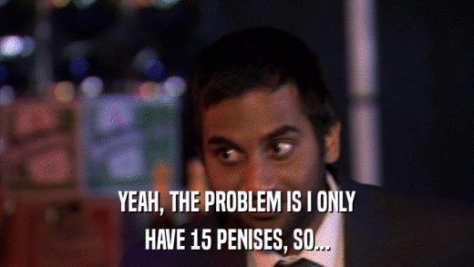 YEAH, THE PROBLEM IS I ONLY HAVE 15 PENISES, SO... 