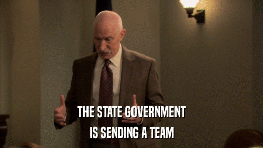 THE STATE GOVERNMENT IS SENDING A TEAM 