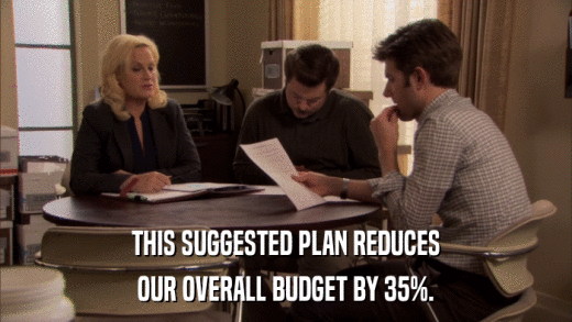 THIS SUGGESTED PLAN REDUCES OUR OVERALL BUDGET BY 35%. 