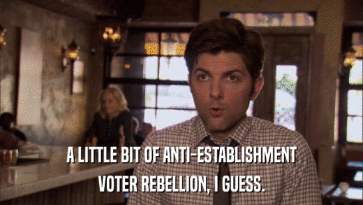 A LITTLE BIT OF ANTI-ESTABLISHMENT VOTER REBELLION, I GUESS. 