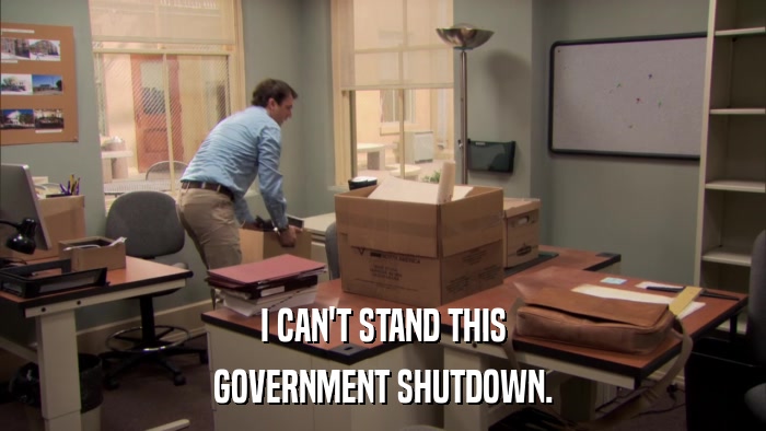 I CAN'T STAND THIS GOVERNMENT SHUTDOWN. 