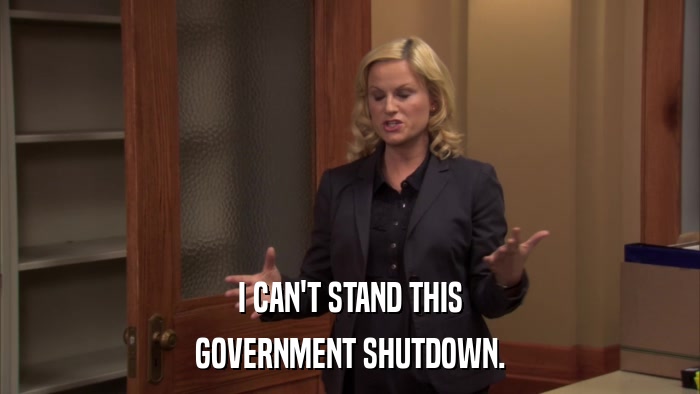I CAN'T STAND THIS GOVERNMENT SHUTDOWN. 