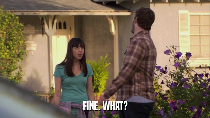 FINE. WHAT?  