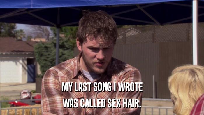 MY LAST SONG I WROTE WAS CALLED SEX HAIR. 