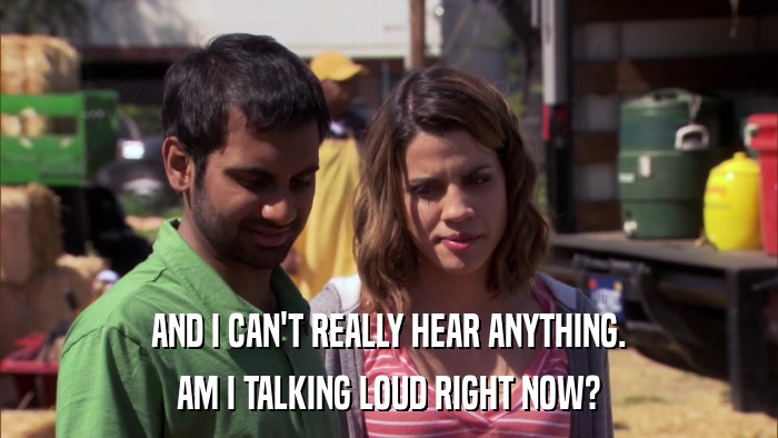 AND I CAN'T REALLY HEAR ANYTHING. AM I TALKING LOUD RIGHT NOW? 