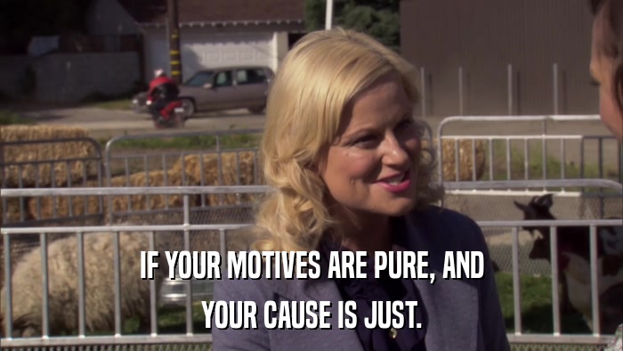 IF YOUR MOTIVES ARE PURE, AND YOUR CAUSE IS JUST. 