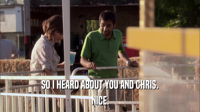 SO I HEARD ABOUT YOU AND CHRIS. NICE. 