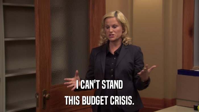 I CAN'T STAND THIS BUDGET CRISIS. 
