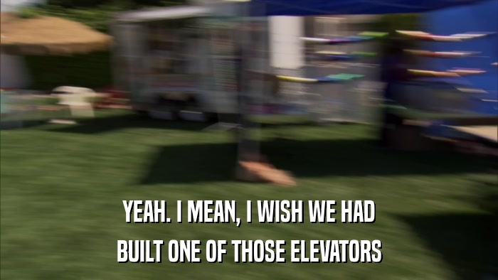 YEAH. I MEAN, I WISH WE HAD BUILT ONE OF THOSE ELEVATORS 