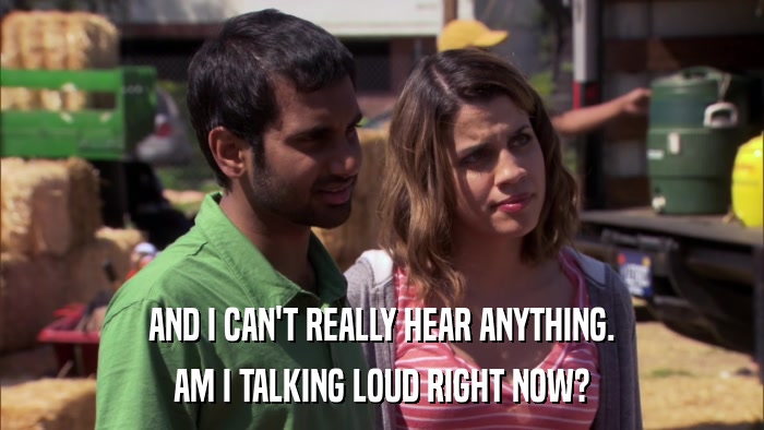 AND I CAN'T REALLY HEAR ANYTHING. AM I TALKING LOUD RIGHT NOW? 