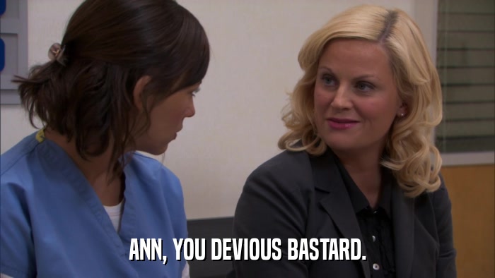 ANN, YOU DEVIOUS BASTARD.  