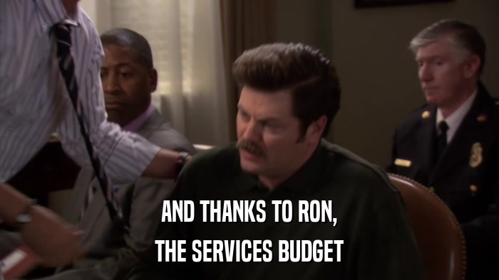 AND THANKS TO RON, THE SERVICES BUDGET 
