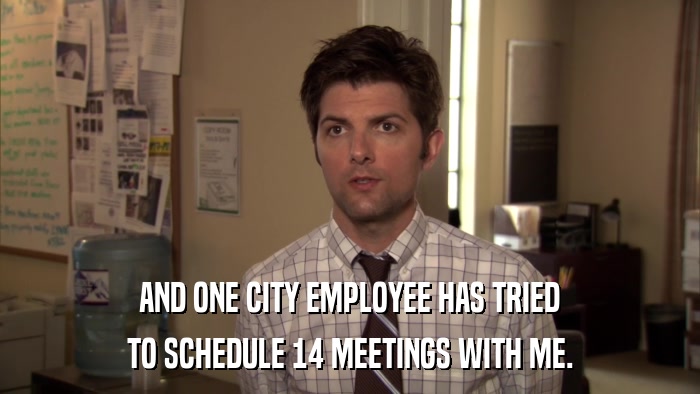 AND ONE CITY EMPLOYEE HAS TRIED TO SCHEDULE 14 MEETINGS WITH ME. 