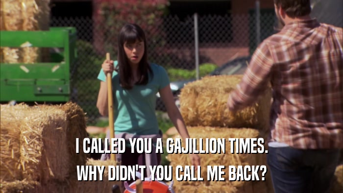 I CALLED YOU A GAJILLION TIMES. WHY DIDN'T YOU CALL ME BACK? 