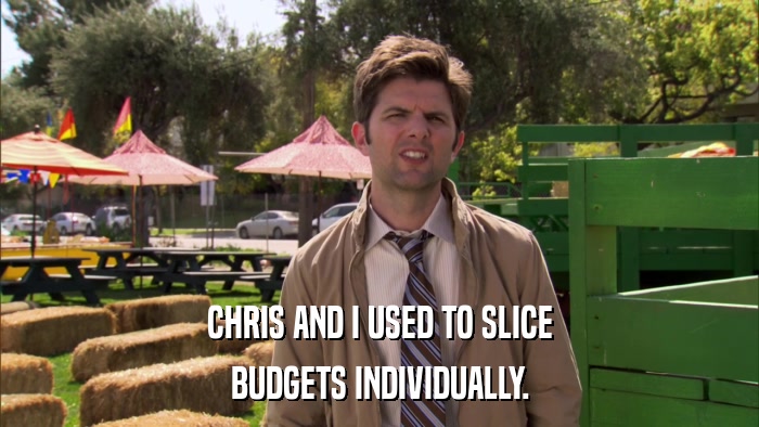 CHRIS AND I USED TO SLICE BUDGETS INDIVIDUALLY. 