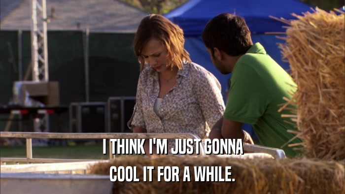 I THINK I'M JUST GONNA COOL IT FOR A WHILE. 
