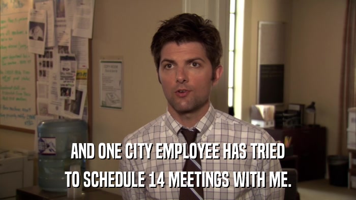 AND ONE CITY EMPLOYEE HAS TRIED TO SCHEDULE 14 MEETINGS WITH ME. 