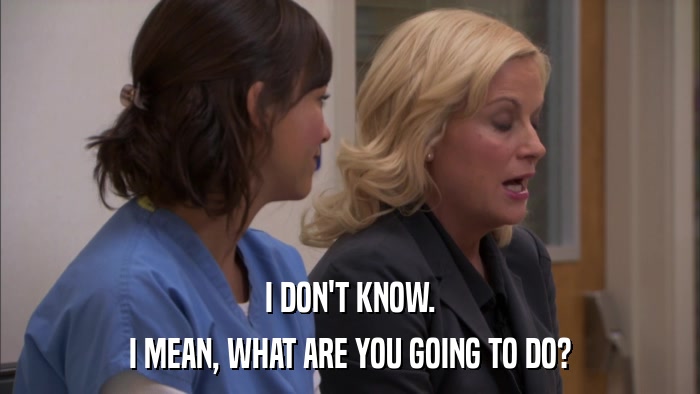 I DON'T KNOW. I MEAN, WHAT ARE YOU GOING TO DO? 