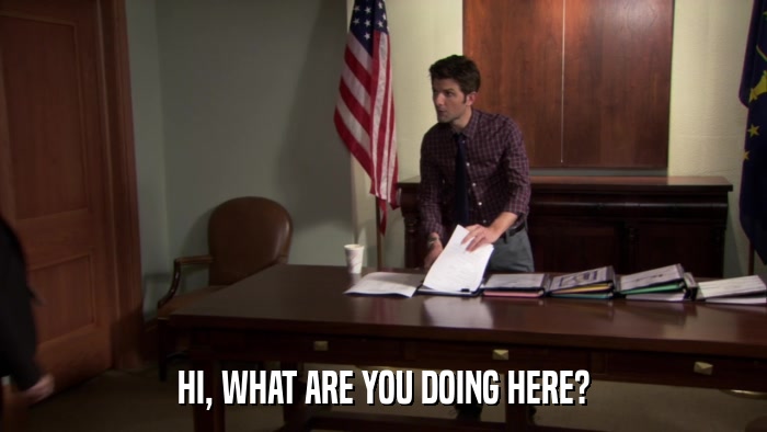 HI, WHAT ARE YOU DOING HERE?  