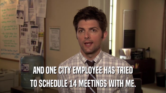 AND ONE CITY EMPLOYEE HAS TRIED TO SCHEDULE 14 MEETINGS WITH ME. 