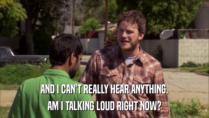 AND I CAN'T REALLY HEAR ANYTHING. AM I TALKING LOUD RIGHT NOW? 