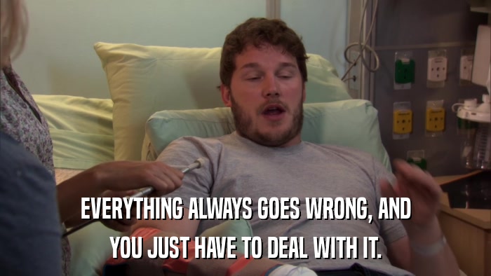 EVERYTHING ALWAYS GOES WRONG, AND YOU JUST HAVE TO DEAL WITH IT. 