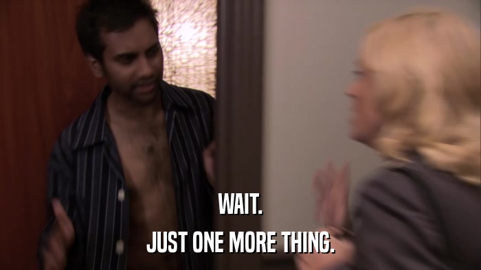 WAIT. JUST ONE MORE THING. 