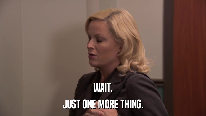 WAIT. JUST ONE MORE THING. 