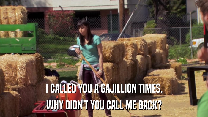 I CALLED YOU A GAJILLION TIMES. WHY DIDN'T YOU CALL ME BACK? 